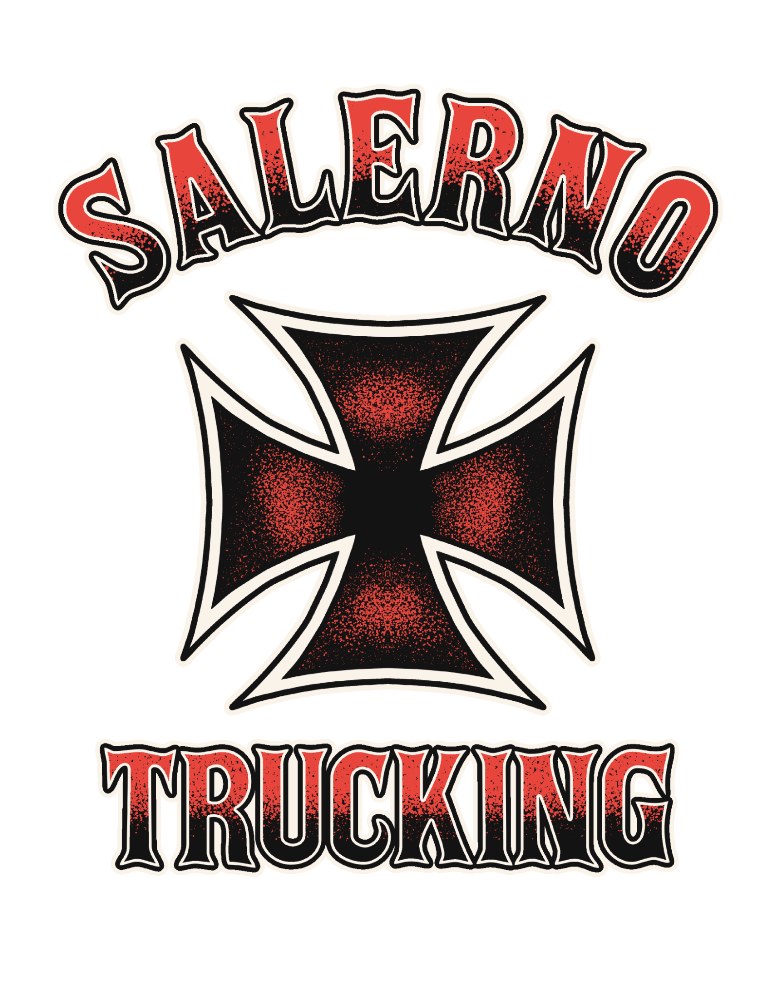 Salerno Trucking red and black iron cross logo