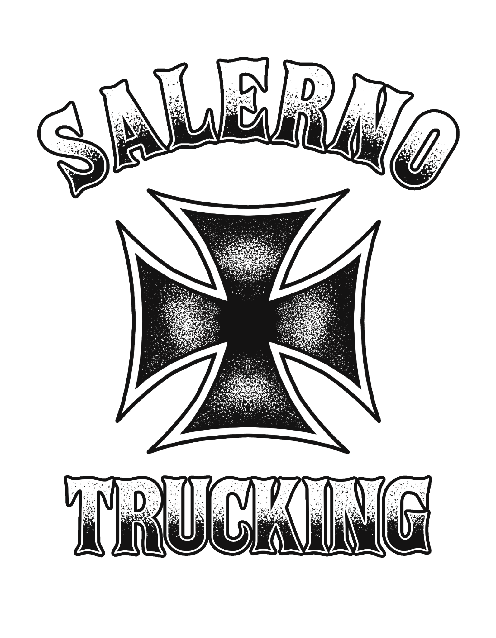 Salerno Trucking black and white iron cross logo
